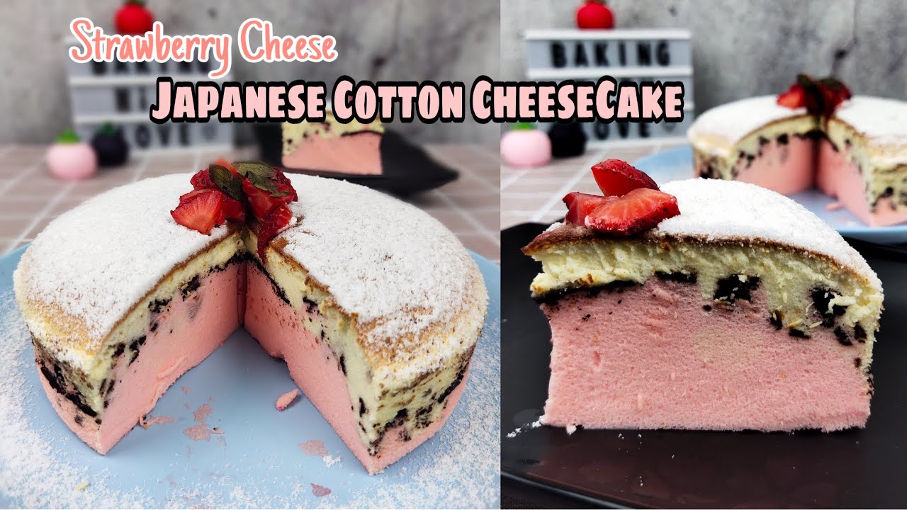 Strawberry Cheese Japanese Cotton Cheesecake Mudah Sedap Youtube