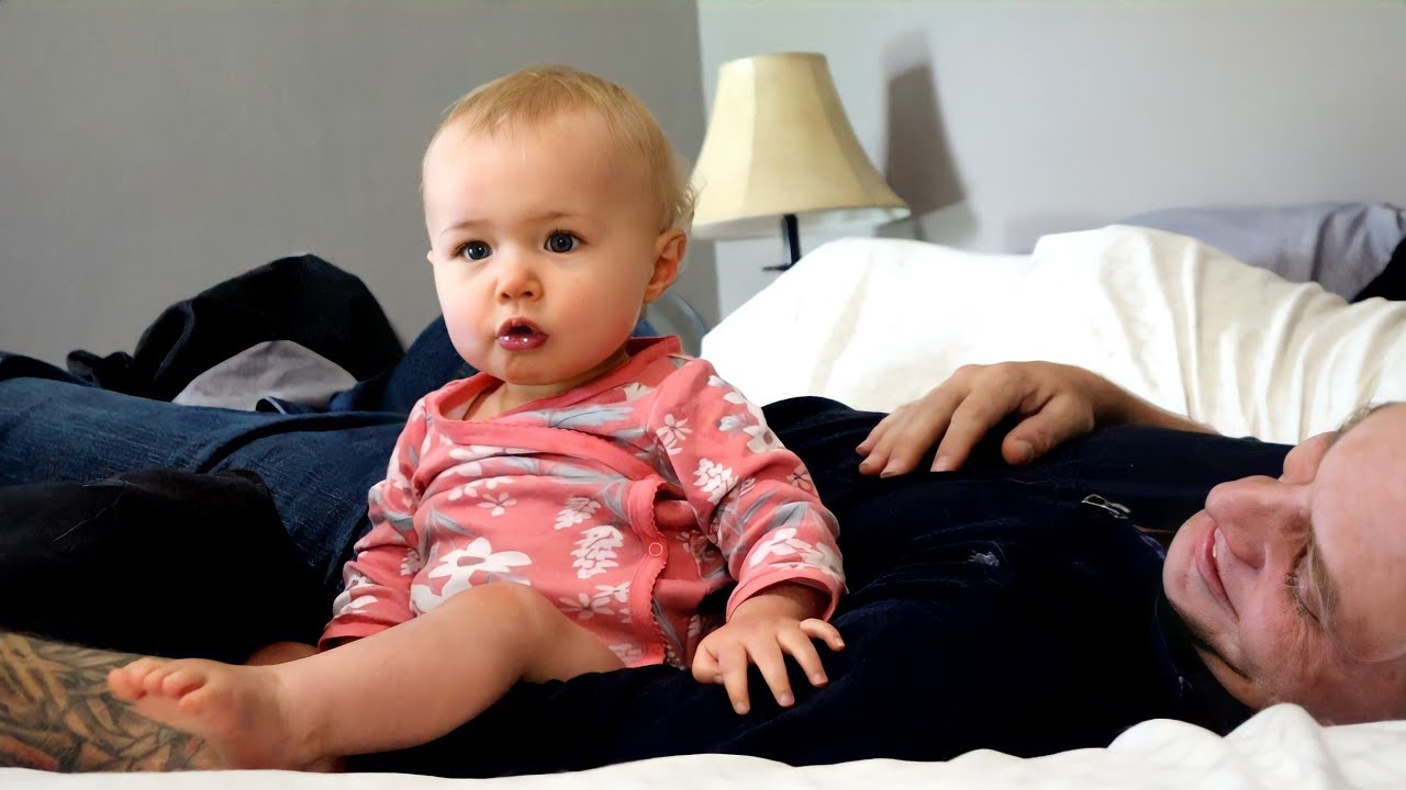 Baby Shakes Her Finger at Dad!! Aubrey's Cute Snuggle Moments with Her Father!!! Adorable Attitude