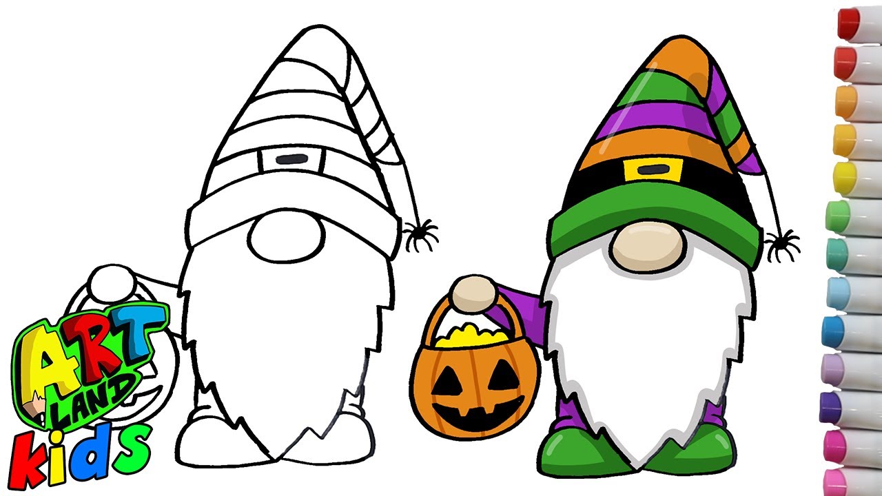 How to Draw a Halloween Gnome Easy | Step by Step for Kids
