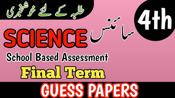 Class 4 Science Subjective Annual Term Paper School Based Assessment 2025 | 3rd Term papers 4 Class