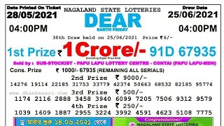  LIVE Nagaland state lottery DEAR Day 4 p.m. 25.06.2021 Earth Friday Result Today live