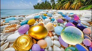 Air laut surut dengan cepat, meninggalkan banyak makanan laut terdampar.