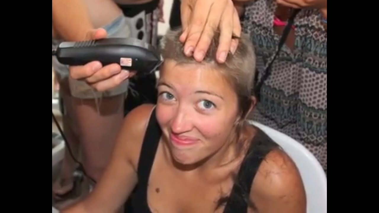 Three college hotties buzz their hair off aboard a cruise ship for Neptune Day