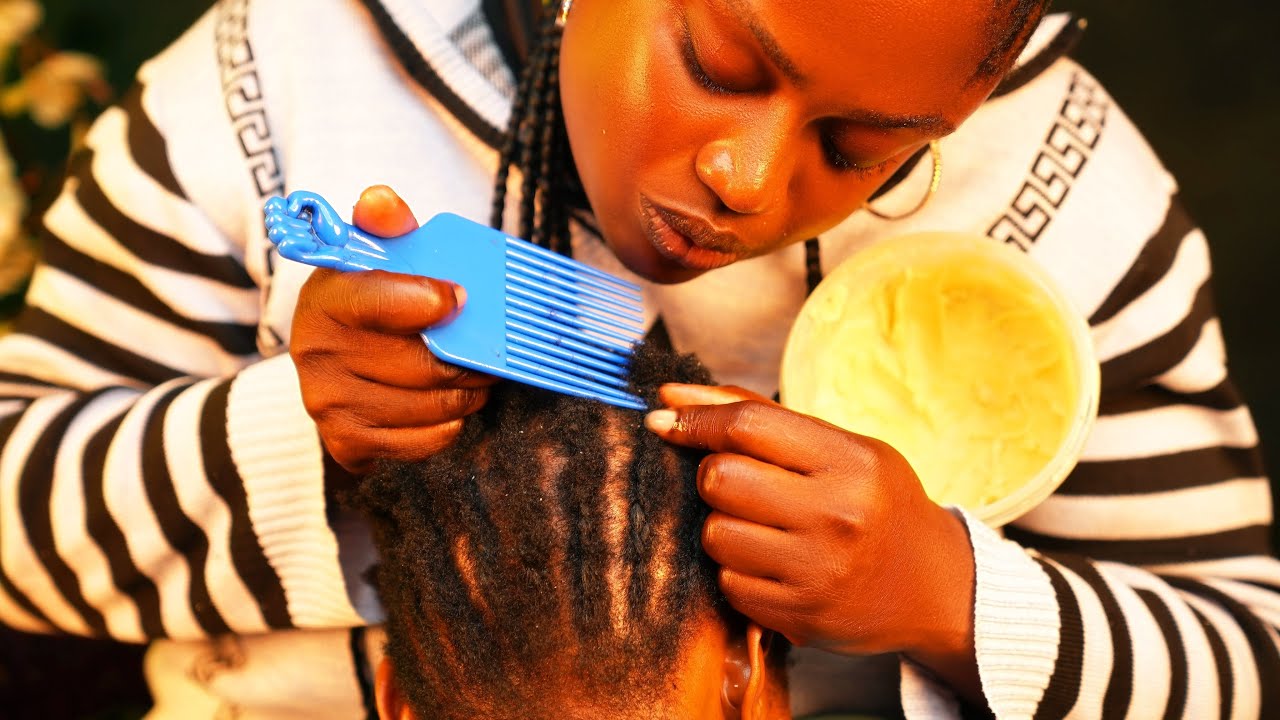 Asmr✨Whisper Hair braiding | Hair parting | Scalp greasin, Ear clean & massage BEST SLEEP OF UR LIFE
