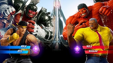 Gladiator Hulk & Ryu vs Red Hulk & Haggar (Very Hard) Marvel vs Capcom | 4K UHD Gameplay