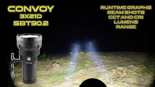 Convoy 3x21D SBT90.2 new thrower flashlight review in HDR | Night shots and runtimes | Comparison