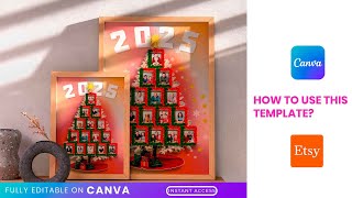 Christmas Tree Photo Collage Template | Editable Canva Holiday Photo Gift for Family & Work screenshot 4