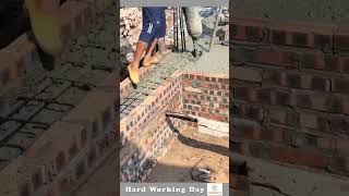 Hard Working Day #526 The Process Of Pouring Concrete Into A Wall