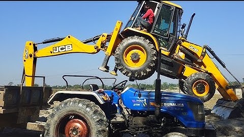 JCB 3DX PLUS Loading Village Pond Mud in Sonalika Mahindra John Deere Swaraj Tractor | Jcb | Tractor