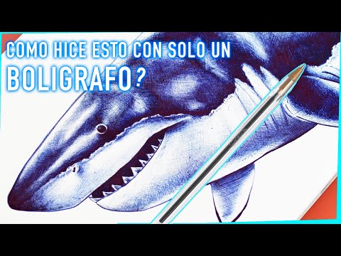 🦈Como Dibujar Realista Un TIBURON BLANCO Con Bolígrafo? Dibujando Grandes Tiburones Tutorial Dibujo