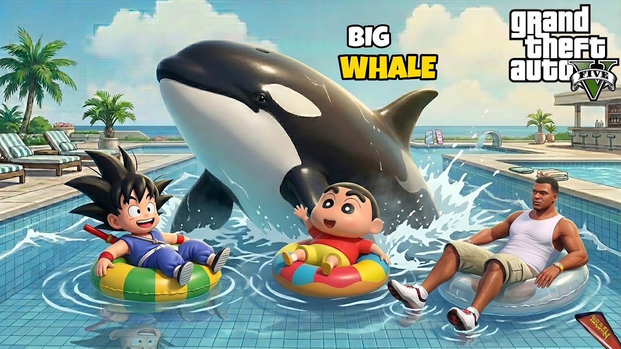 Franklin & Shinchan Found a Giant Killer Whale in the Ocean! 😱🐋