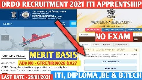 DRDO - Recruitment ITI Apprentice 2021 || Diploma , ITI & B.e , B.Tech ||