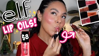 NEW✨ @elfcosmetics $8 LIP OILS REVIEW + TRY ON OF ALL 7 SHADES!