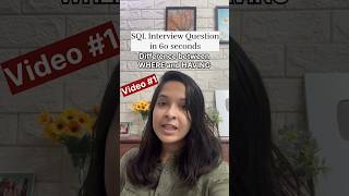 #1 SQL Interview Question- Difference between WHERE and HAVING clause #shorts #ytshorts