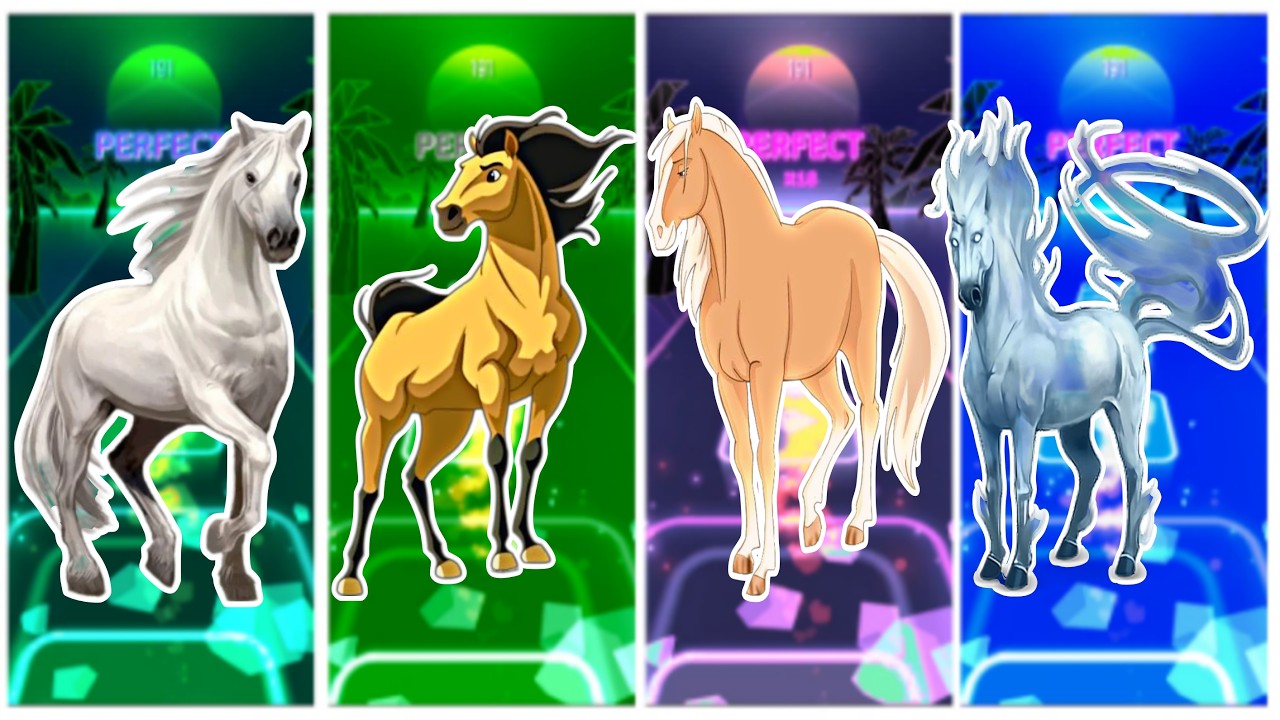 Funny White Horse 🐎 🆚️ Funny Mustang🆚️ Funny Horse🐎🆚️ Funny Magic Horse🆚️ Tiles Hop EDM Rush