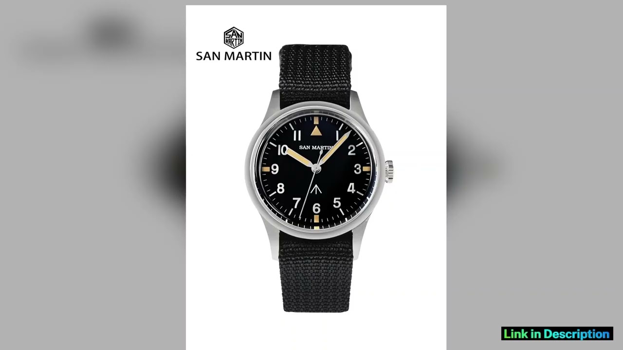 San Martin 36mm Men Pilot Watch VH31 Mechaquartz Movement Sweep Second Quartz Series Simple Style N