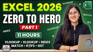 🚀 Zero to Hero in Excel 2026 Tutorial with AI | Complete 11-Hour Excel Masterclass Part- 1