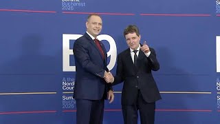 Polish President Karol Nawrocki arrives at the B9 Summit in Bucharest | AFP