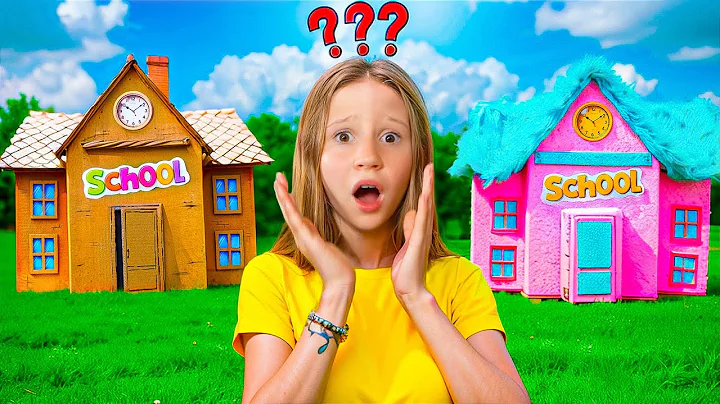 Cardboard and Fluffy School Adventure for kids with Nastya