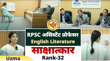 Assistant Professor English Literature | RPSC Interview | Rank-32 | By Apni University Team
