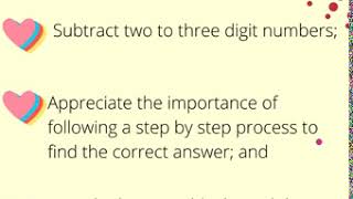 Learning Objectives (Subtraction)