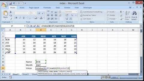 Index Function - Excel 2007
