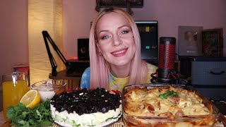 Mukbang | Запеченый Картофель С Крыльями Под Сыром, Салат | Potatoes With Wings Salad Не Asmr