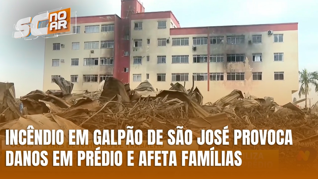 Incêndio em galpão de São José provoca danos em prédio e afeta famílias