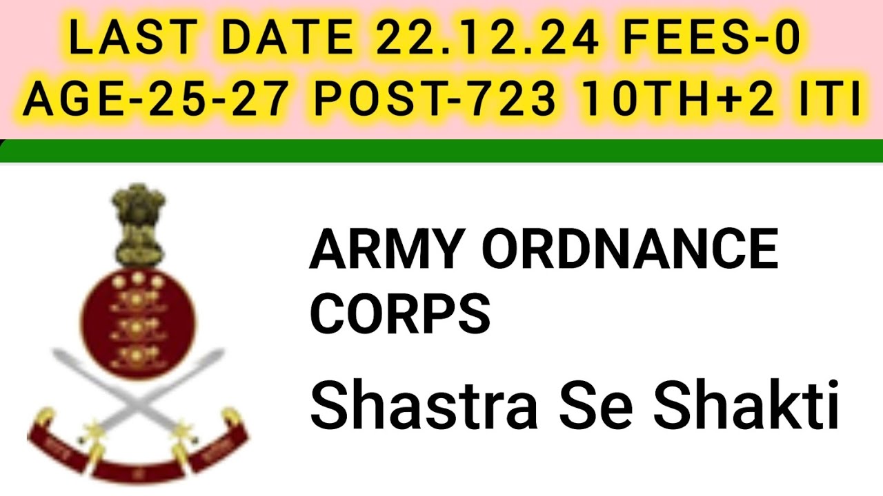 Army Ordnance Corps AOC Tradesman / Fireman and Other Post Recruitment 2024 Apply