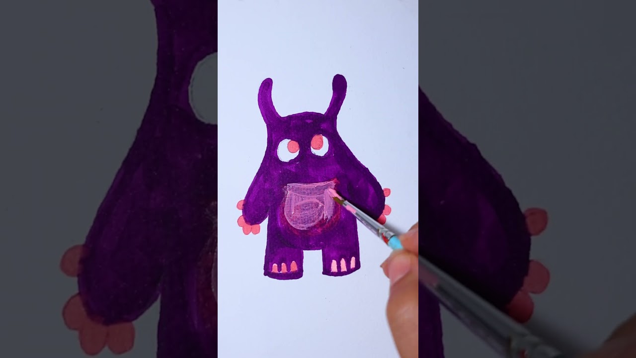 طريقة رسم وتلوين الوحش شخصية كرتونية