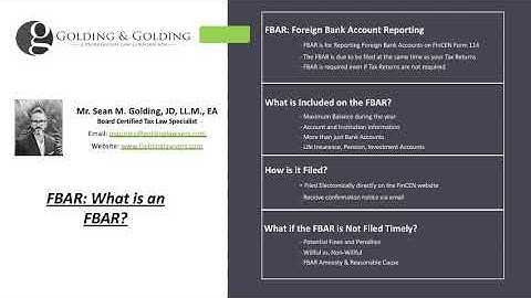 FBAR - Filing & Reporting Foreign Bank Account Reporting FinCEN Form 114 Summary Review for 2020.