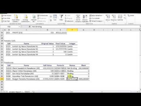 Linear Programming Dengan Solver Youtube