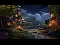Cozy night village ambience with relaxing sleep music and night nature