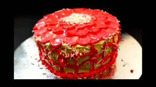 Red Vanilla Cake With Orea  | Triple Layer Spongy Cake | No Oven No Pressure Cooker Easy Tawa Cake