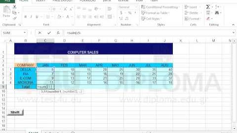 Use the SUM function to calculate the sum of a cell range (Excel 2013)