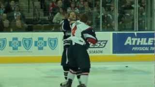 Devin Didiomete vs. Jonathan Harty hockey fight (March 30, Kalamazoo Wings @ Chicago Express)