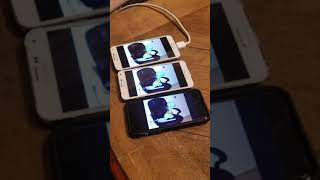SquidWard on a chair but on 3 phones
