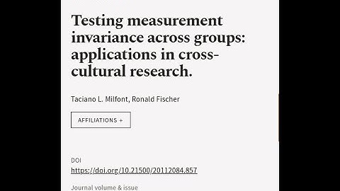Testing measurement invariance across groups: applications in cross-cultural research. | RTCL.TV