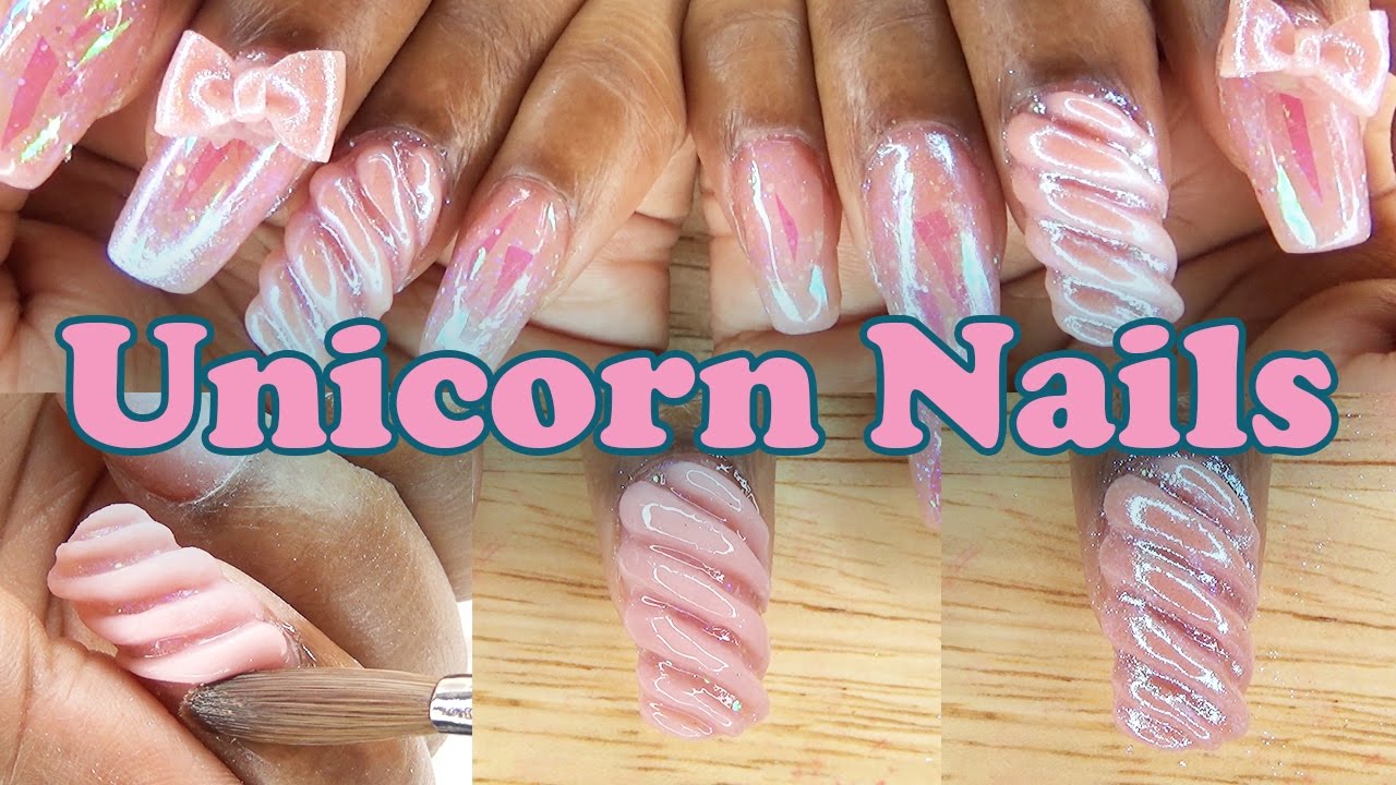 Acrylic Nails Tutorial How To Unicorn Nails With 3d Acrylic Bows Acrylic Infill Youtube