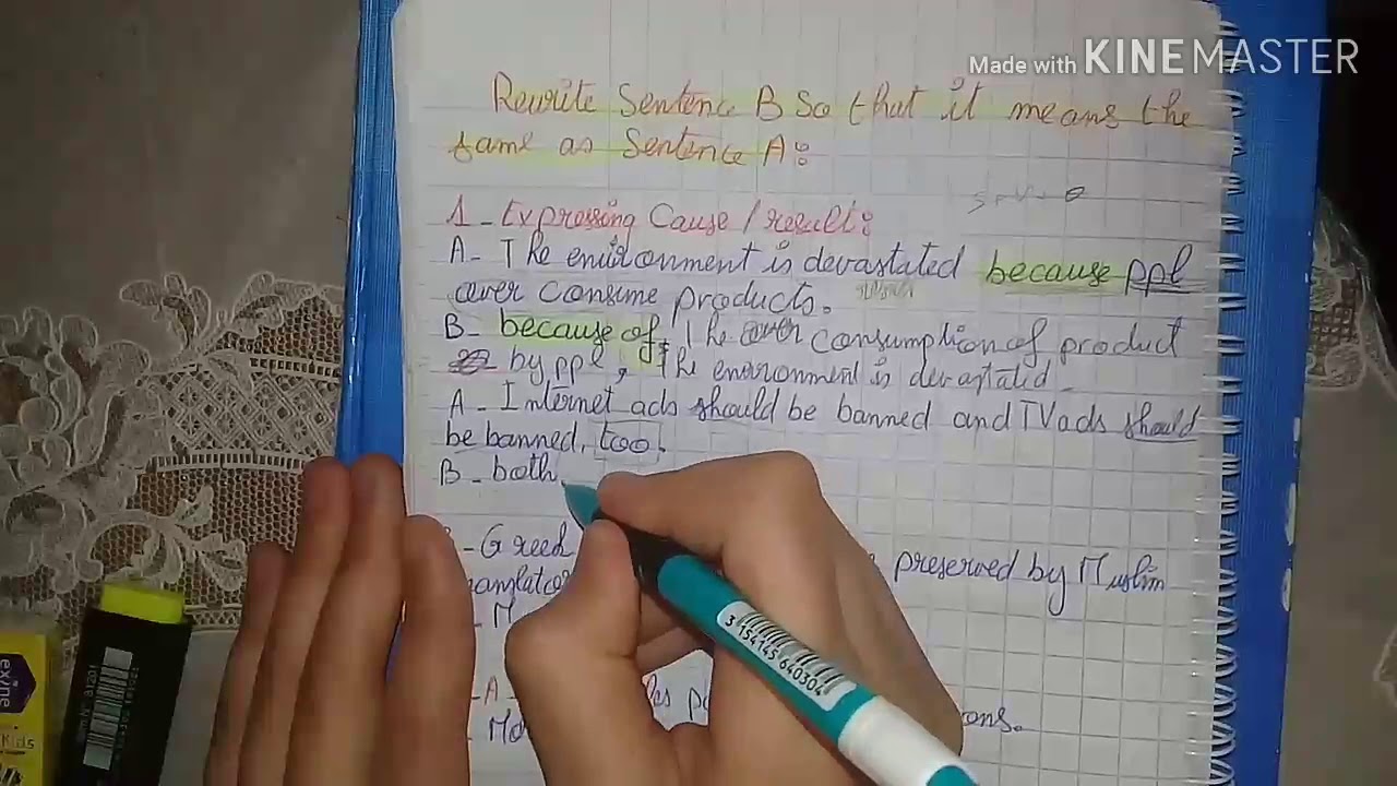 Rewrite sentence B so that it means the same as A? - YouTube