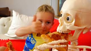 Skeleton Eat Food Pizza