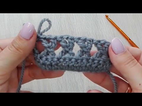 Скрещенный столбик с 2 накидами. Вязание крючком (Crossed Double Crochet Stitch, The X Stitch)