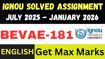 BEVAE 181 solved assignment 2026 ll English Medium ll JUL25-JAN26