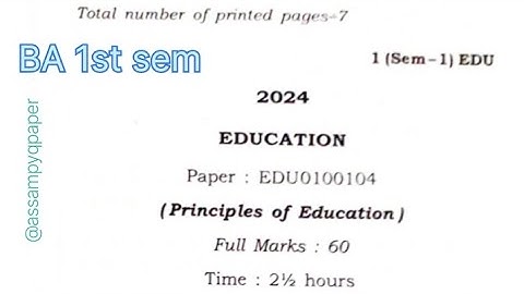 📘 Gauhati University | BA 1st Semester || Education Question paper 2024