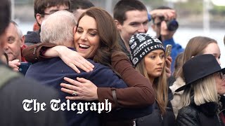 video: Princess of Wales hugs former history teacher during Cornwall visit