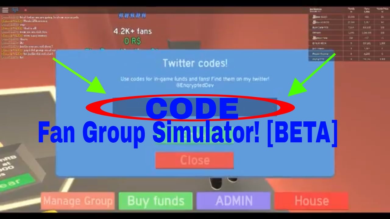 all codes for fan group simulator roblox