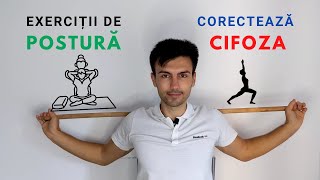 6 EXERCIȚII pentru POSTURĂ și DURERI DE SPATE. KINETOTERAPIA pentru CIFOZĂ