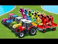 Claas vs case vs rigitrac vs fendt tractors battle with giant cows  farming simulator 22