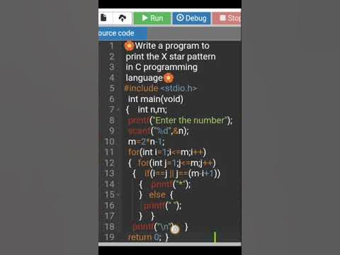 🏵Write a program to print X star pattern in C programming language 🍔🍟 ...