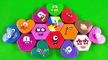 Finding Numberblocks with All CLAY inside Heart, Hexagon, Cake Shapes Mix Coloring! Satisfying Video